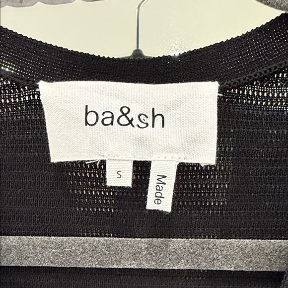 ba&sh Acacio Pointelle Black Ruffle Blouse - Picture 2 of 8